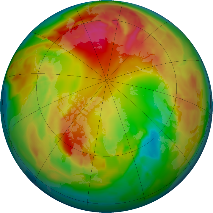 Arctic ozone map for 08 February 2012